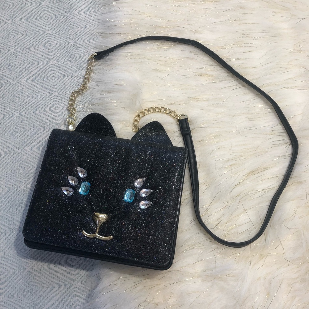 NWT [ Betsey Johnson ] Glitter Cat Crossbody